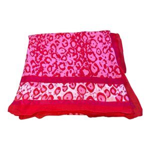 Raj Anthropologie 100% Cotton Scarf Pink Animal PrintMade In India 50”x60”